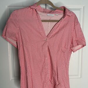 red and white blouse